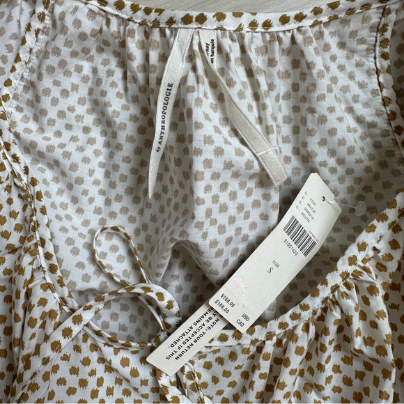 Anthropologie Cream Polka Dot Maxi Dress w puff sleeves size M - Picture 4 of 4